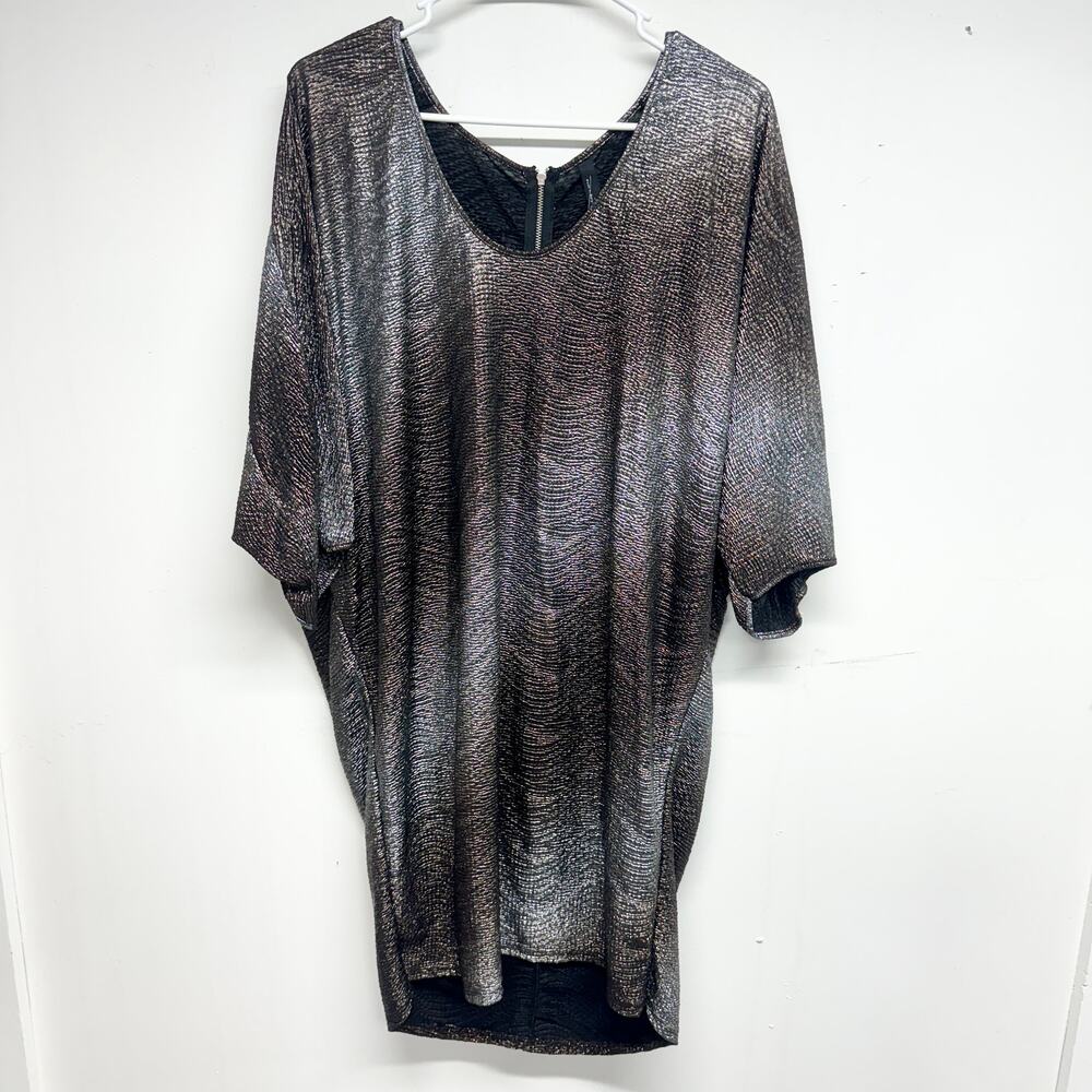 Zara Basic Evening Womens Silver/Brown Metallic Oversized Mini Dress‎ Size M